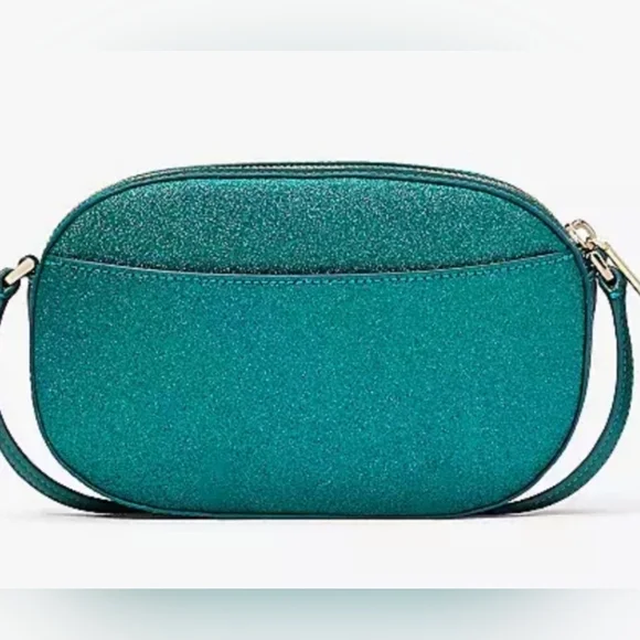 NWT Kate Spade greenGlimmer GlitterOval Camera Bag